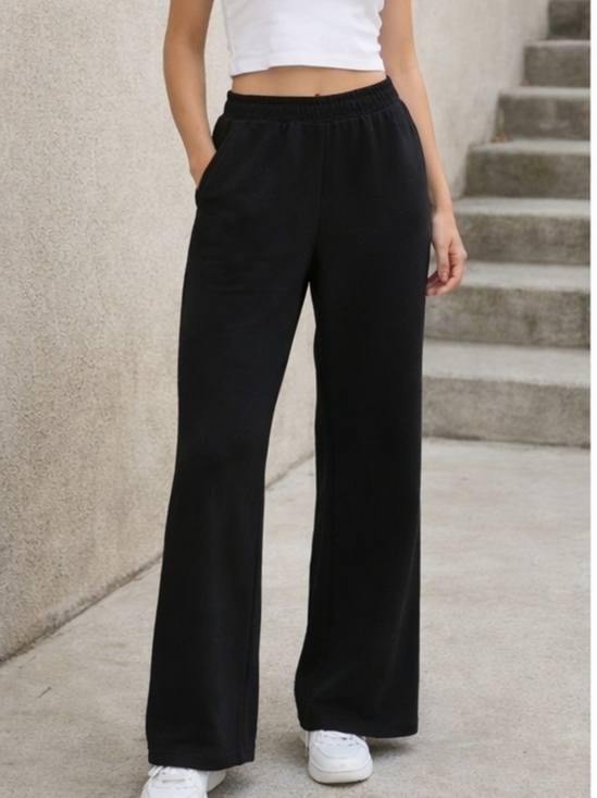 Ella & Sage Pants - Ella & Sage Black Wide-Leg Sweatpants – Size Medium